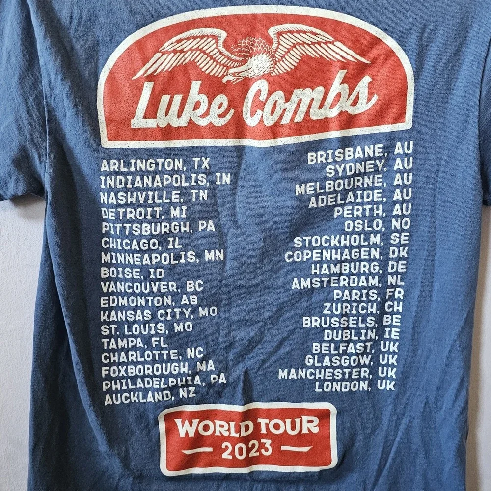 Luke‎ Combs World Tour 2023 Shirt Women's Size Small Blue T-Shirt Country Music - Picture 5 of 7
